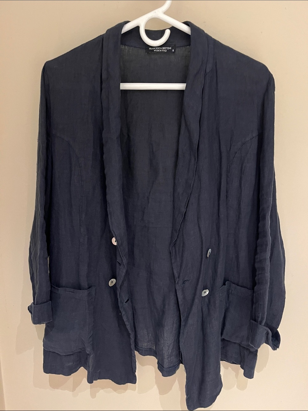 Navy Linen Relaxed Jacket